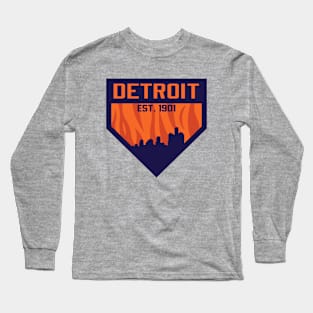 Detroit Home Plate Skyline Long Sleeve T-Shirt